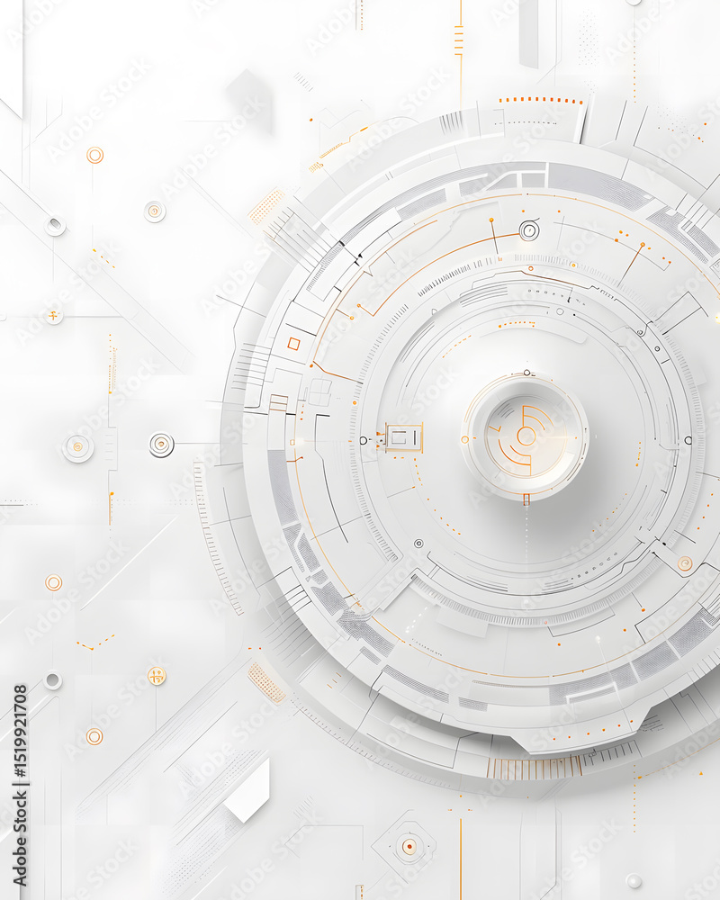 Obraz premium Modern minimalist digital art futuristic design with circular motifs and abstract elements
