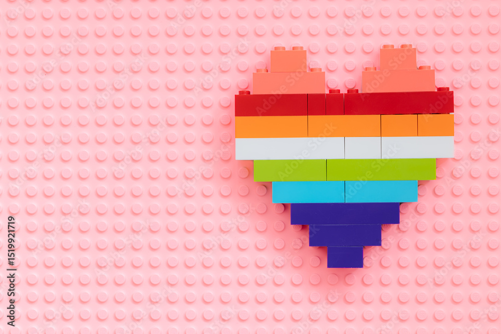 Obraz premium Colorful heart made from Lego blocks for design purpose