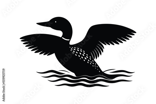 Loon silhouette  vector illustration, Set of  Loon silhouette