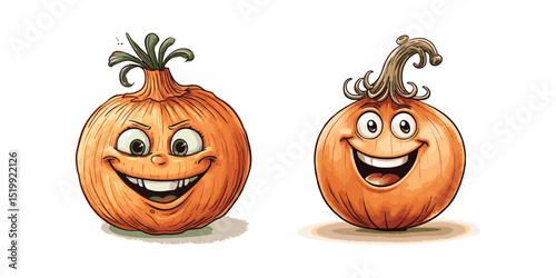 Pumpkin Character Design Cute Cartoon Halloween Illustration
