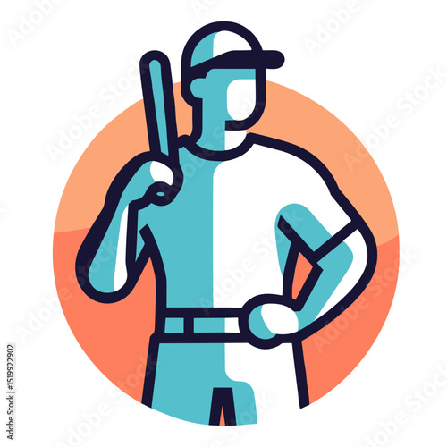 Confident baseball player holding bat in uniform showcasing readiness and determination, transparent background