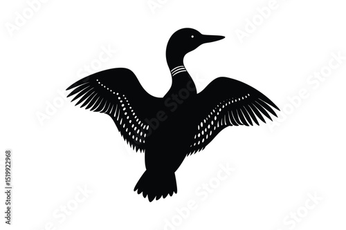 Loon silhouette  vector illustration, Set of  Loon silhouette