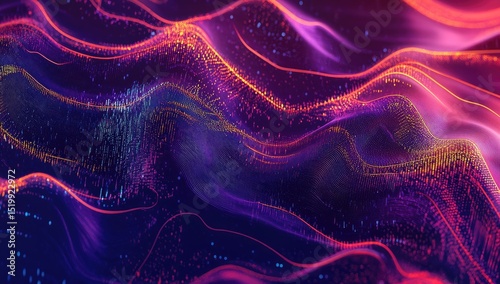 Abstract vibrant wavy digital landscape