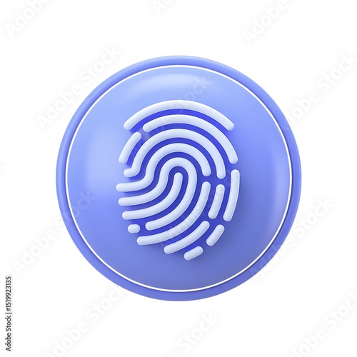 3d render of a fingerprint icon on a purple circle isolated on transparent background