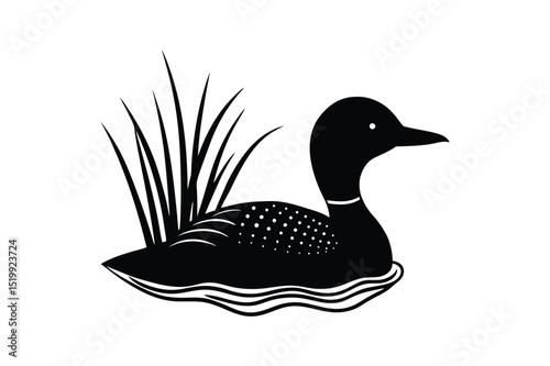 Loon silhouette  vector illustration, Set of  Loon silhouette