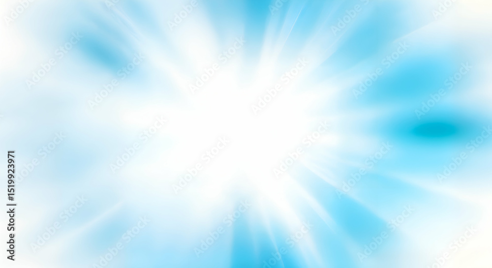 Naklejka premium Abstract Light Burst Background Bright White Radiance in Soft Blue and Cyan Hues