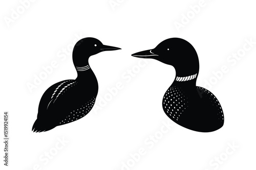 Loon silhouette  vector illustration, Set of  Loon silhouette