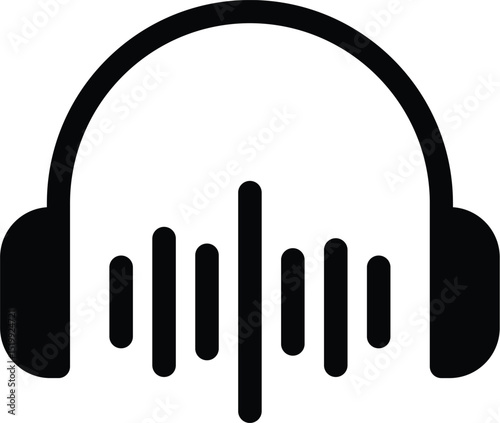 headphones icon on black 