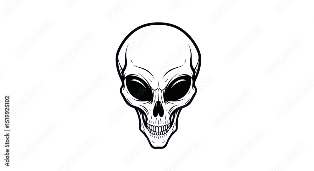 Fototapeta premium Intricate Alien Skull Design Featuring Large Black Eyes and Distinct Features