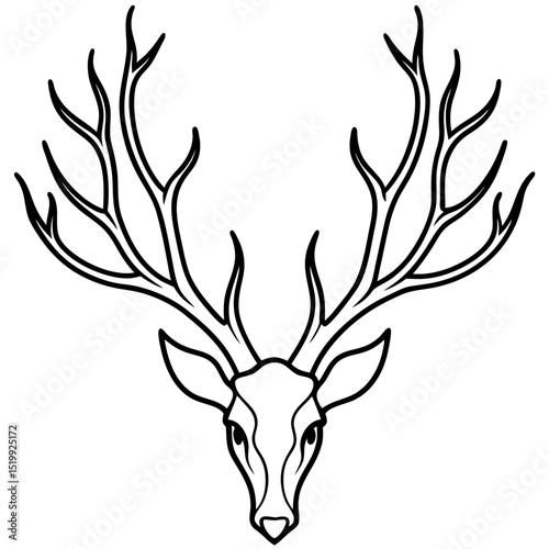 Intricate Deer Antlers with Branching Lines