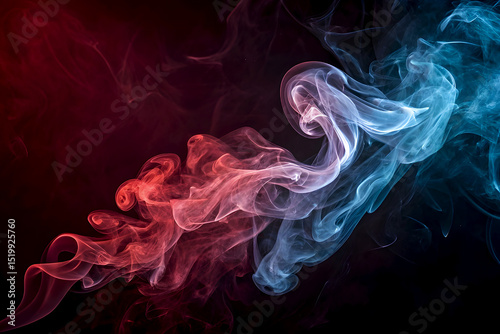 Abstract Red and Blue Smoke Swirling Design Element