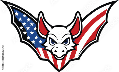 Patriotic Bat Logo American Flag Wings Design