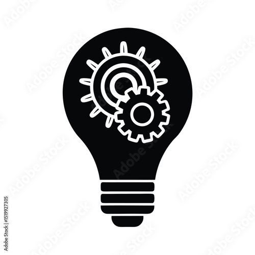 Lightbulb Gears Vector Silhouette