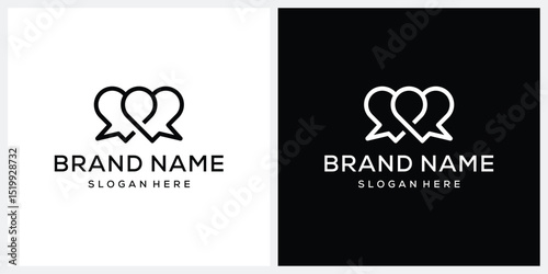 love heart combined with bubble voice logo design
