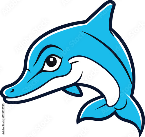 Adorable Cartoon Dolphin Illustration Playful Aquatic Mammal Design
