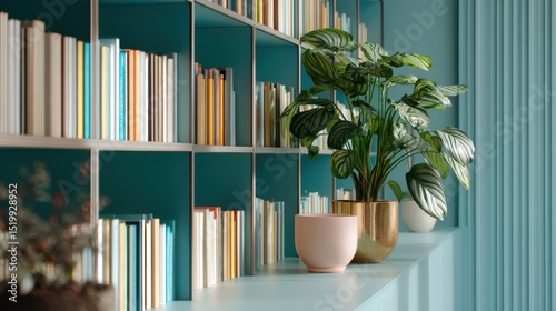 Minimalist Virtual Conference Room With Plants And Bookshelves For Professional Calls