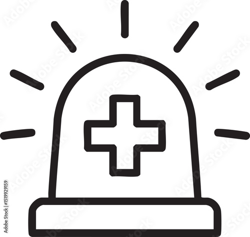 Simple Outline of a Medical Emergency Light black outline flashing emergency light with plus