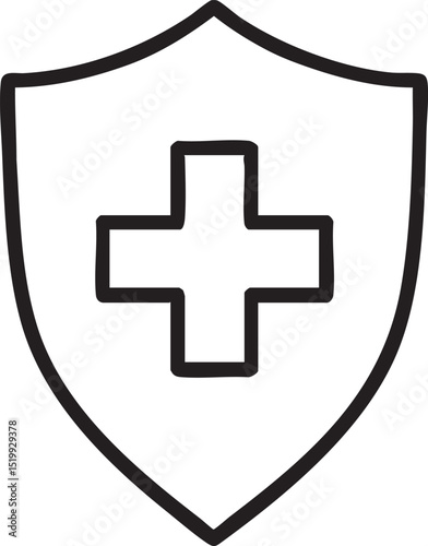 Medical Shield Icon Protection Health and Safety Symbol in a Clean Line Art Style