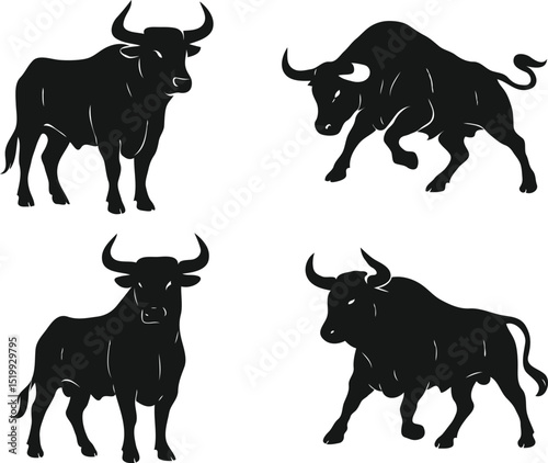 silhouettes of bulls 
