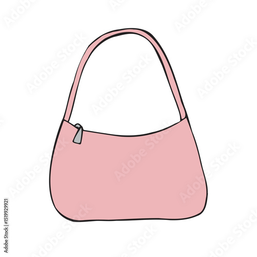 Vector hand drawn sketch doodle colored mini bag isolated on white background