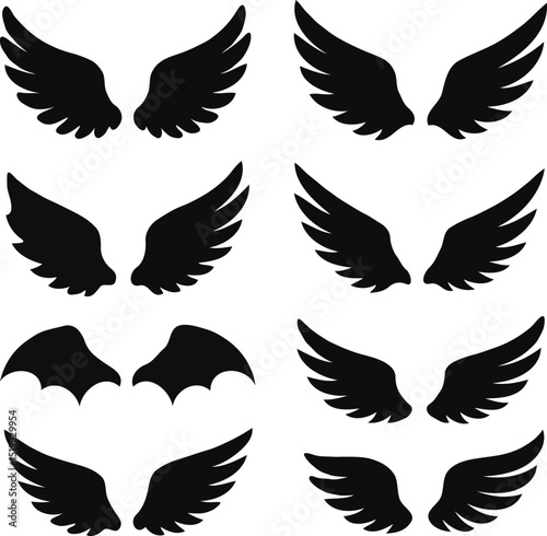 set of wings silhouette