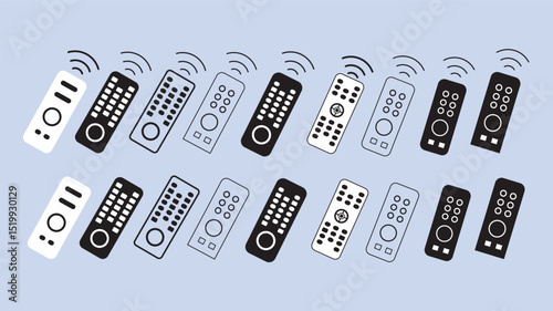 Remote Control Icons. tv remote icon silhouette vector illustration