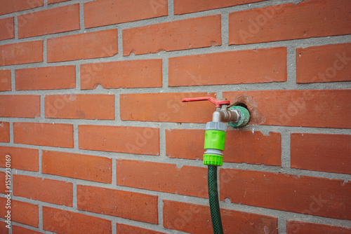 Faucet in the wall with attached hose