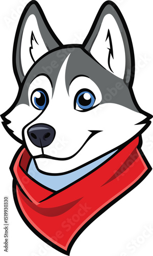 Adorable Husky Dog Cartoon Illustration Friendly, Playful Canine Character Design