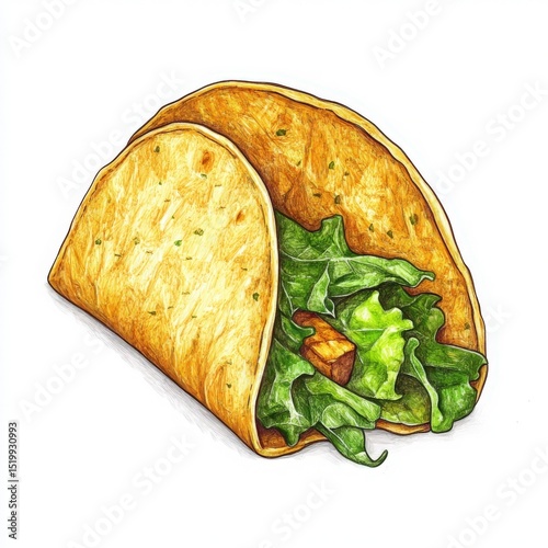 Taco with Lettuce isolated 
