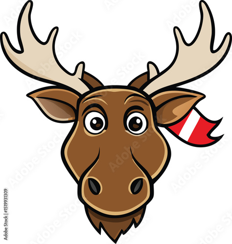 Majestic Moose Portrait A Cartoon Illustration of a Friendly Moose with Antlers