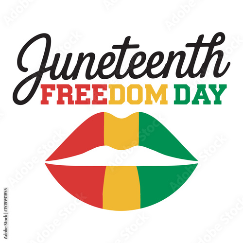 Juneteenth Freedom Day Celebration, Red, Gold, Green Lips Design, vector illustration

