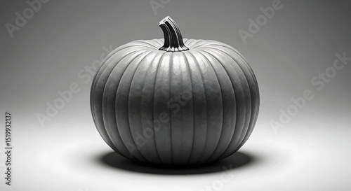 Monochrome Pumpkin: Smooth Ridges and Elegant Stem in Grayscale