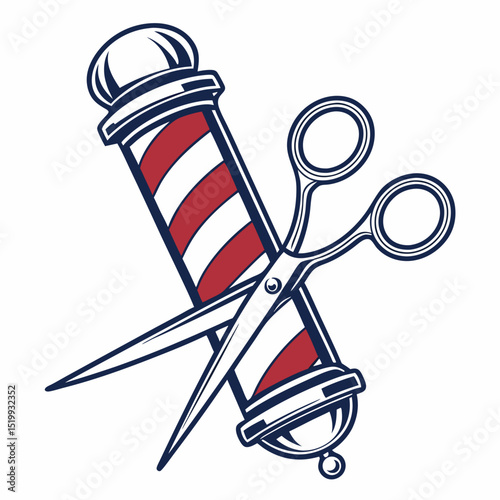 Barber Pole and Scissors Illustration A Classic Symbol of Haircutting Services