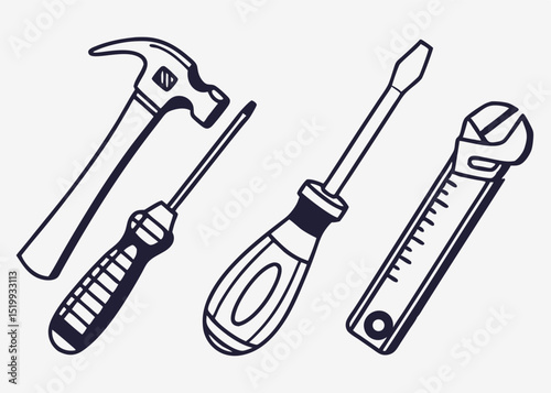 flat icon set for construction tools

