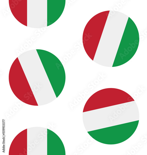 Vector seamless pattern of flat Italian round flag isolated on white background