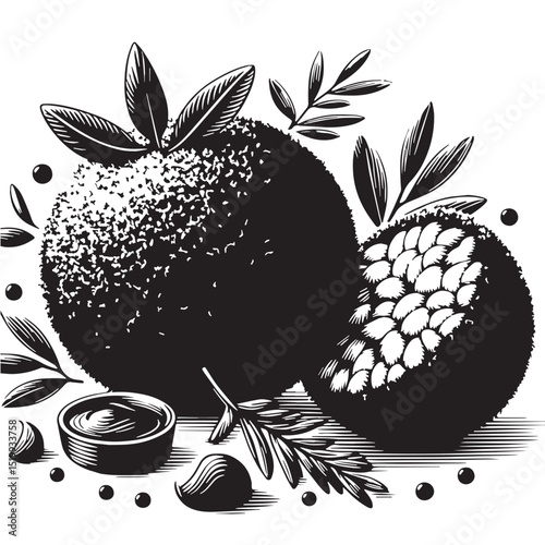 Black Arancini Silhouette Vector, High Quality Illustration on White Background