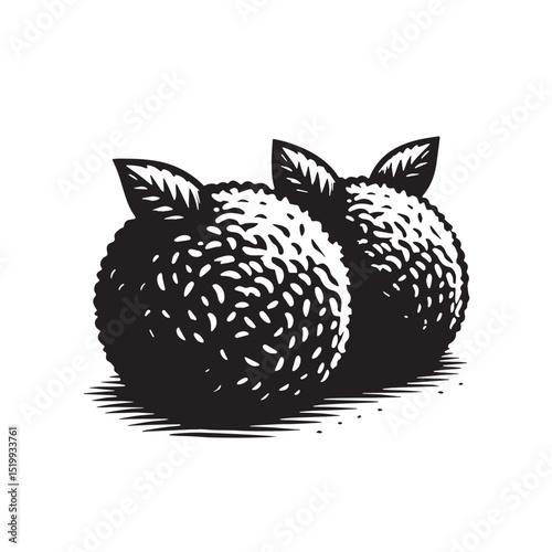 Black Arancini Silhouette Vector, High Quality Illustration on White Background