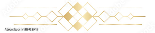 Golden geometric art deco pattern creating a sophisticated and elegant frame, ideal for luxury branding, invitations, and decorative purposes
