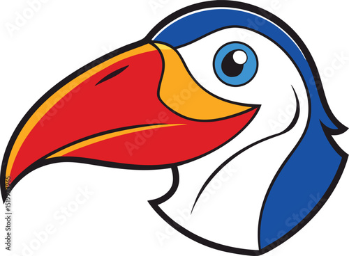 Vibrant Toucan Head Illustration Colorful Bird Design