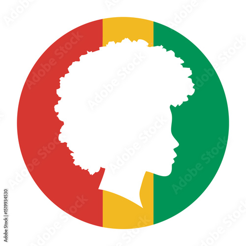 Juneteenth Woman Silhouette: Pan-African Flag & Afrocentric Design, vector illustration
