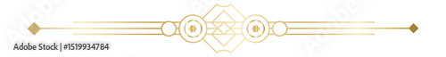 Golden art deco divider with geometric shapes and lines forming an elegant design, perfect for adding a touch of luxury and sophistication to any project