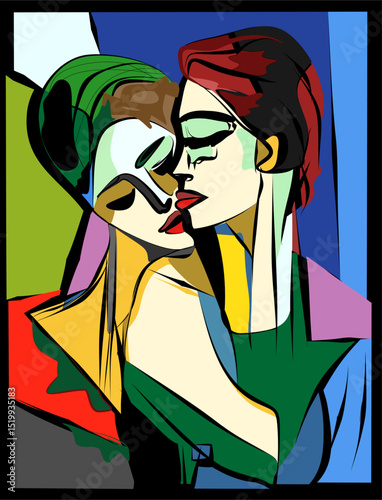 Colorful background, cubism art style,abstracts portraits