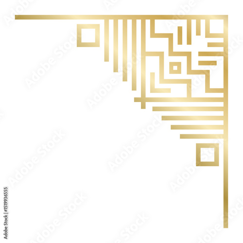 Golden art deco corner serving as an exquisite design element enhances invitations, greeting cards, certificates, posters, and web graphics with a touch of luxury and elegance