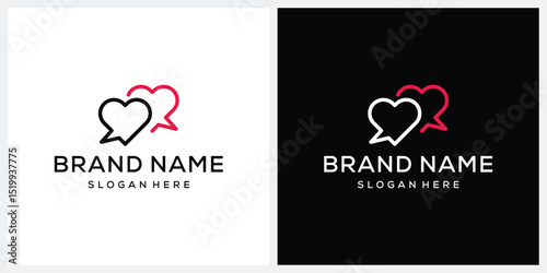 love heart combined with bubble voice logo design vector template