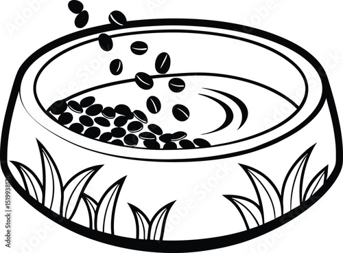 Coffee beans falling into a bowl design element perfect for cafe logos branding and packaging