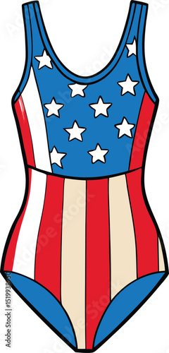 Patriotic Swimsuit Design American Flag Themed One-Piece Swimwear