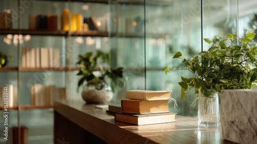 Contemporary Minimalist Office Space Designed For Virtual Meeting Background