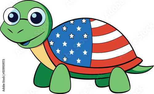 Patriotic Turtle An American Turtle Illustration