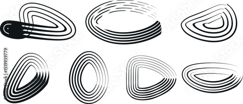 Grunge-Inspired Circle type Frame Set: White Background Frames with Bold Black Paint Strokes and Textured Ink Brush Details