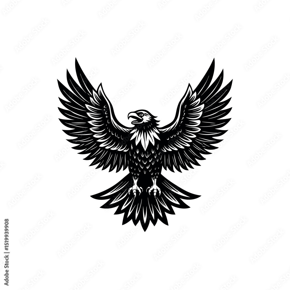 Obraz premium Vector Design of Bald Eagle Overlaid on USA Flag with Clean White Background